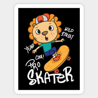 cute hand drawn skater lion Magnet